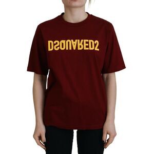 Dsquared² Maroon Logo Cotton Crewneck Short Sleeve Tee Women's T-shirt
